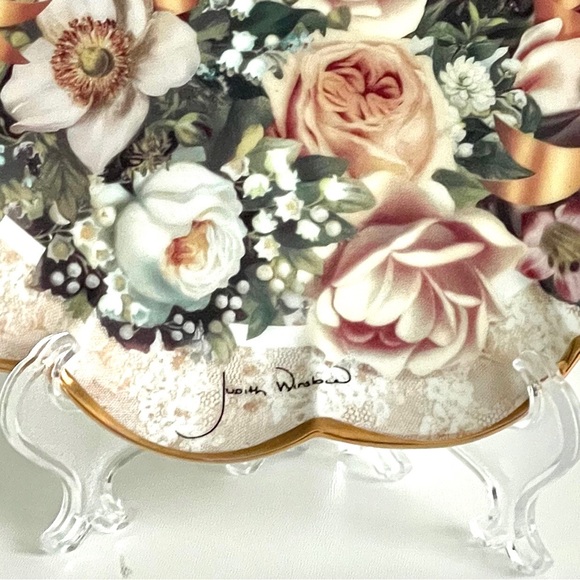 Franklin Mint Set of 2 Plates Porcelain 24 Kt Gold Trim Bouquet Limit Edition - Picture 2 of 9